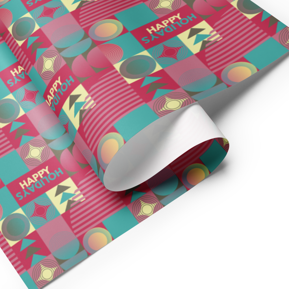 Happy Holiday Gift Wrap Roll - Pink