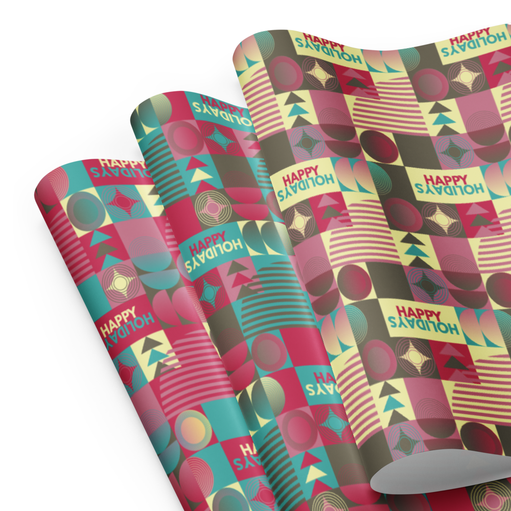 Happy Holidays Gift Wrap Sheets (set of 3)