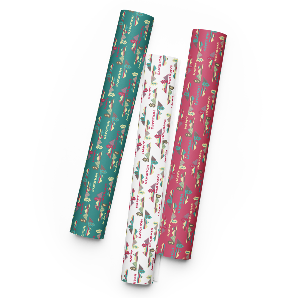 Happy Holiday Trees Gift Wrap Sheets (set of 3)