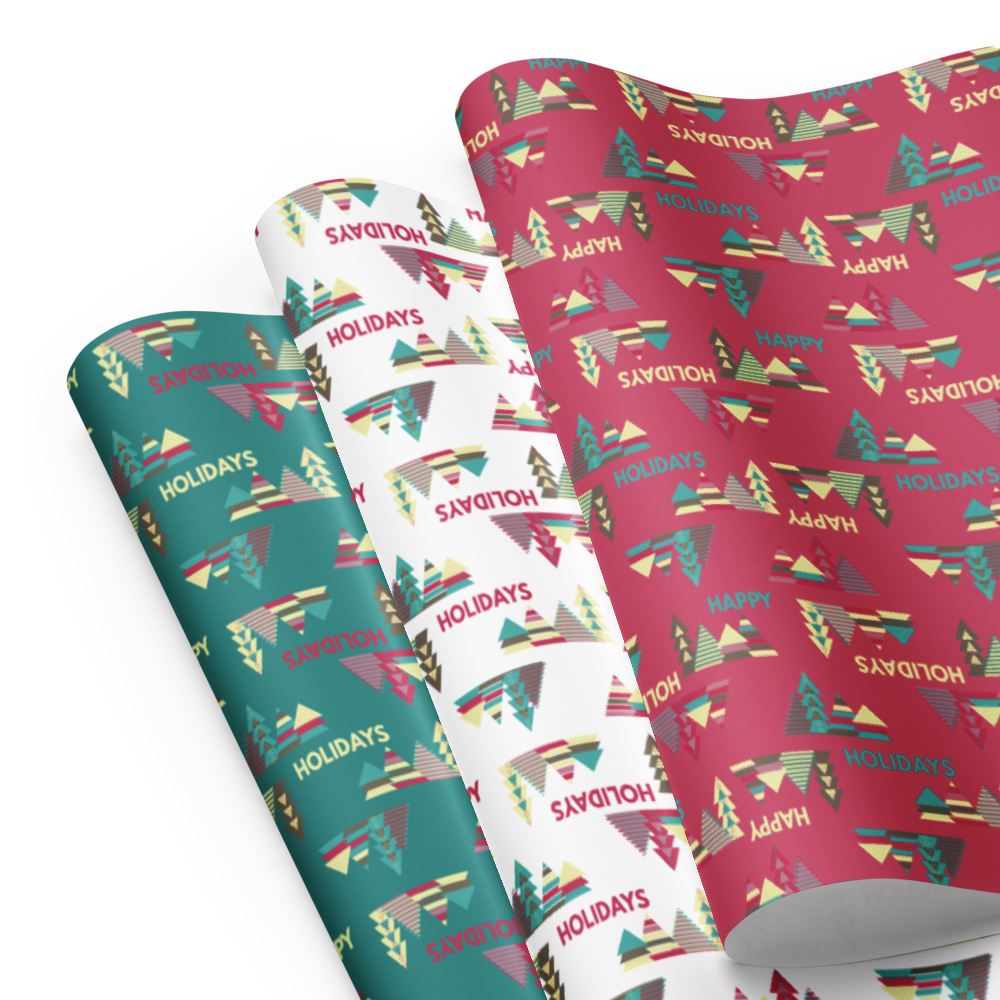 Happy Holiday Trees Gift Wrap Sheets (set of 3)