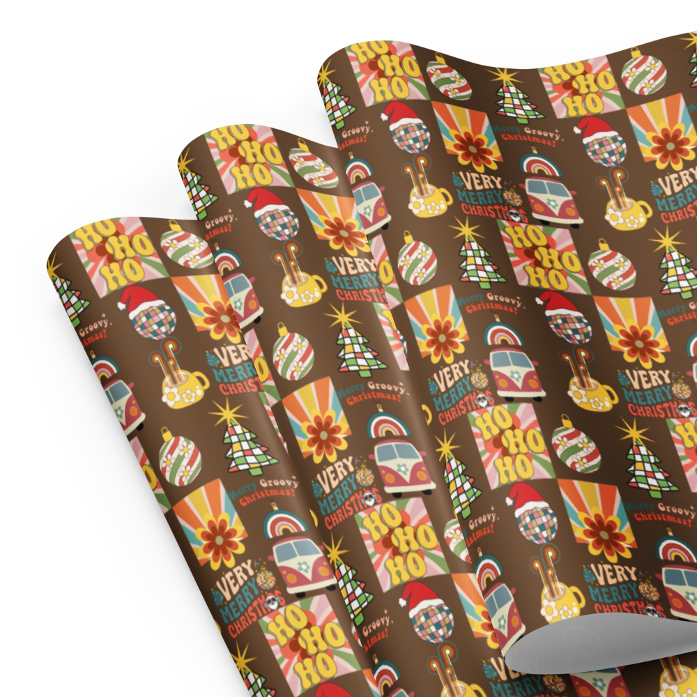 Groovy Christmas Gift Wrap Sheets (set of 3)