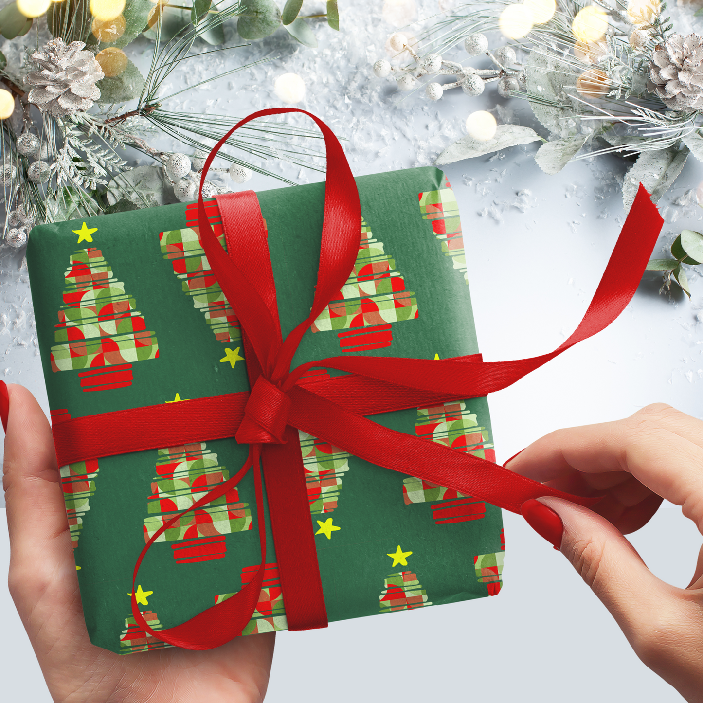 Neo Geo Christmas Treeo Gift Wrap Roll