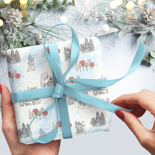 Home For The Holidays Gift Wrap Roll - Pink