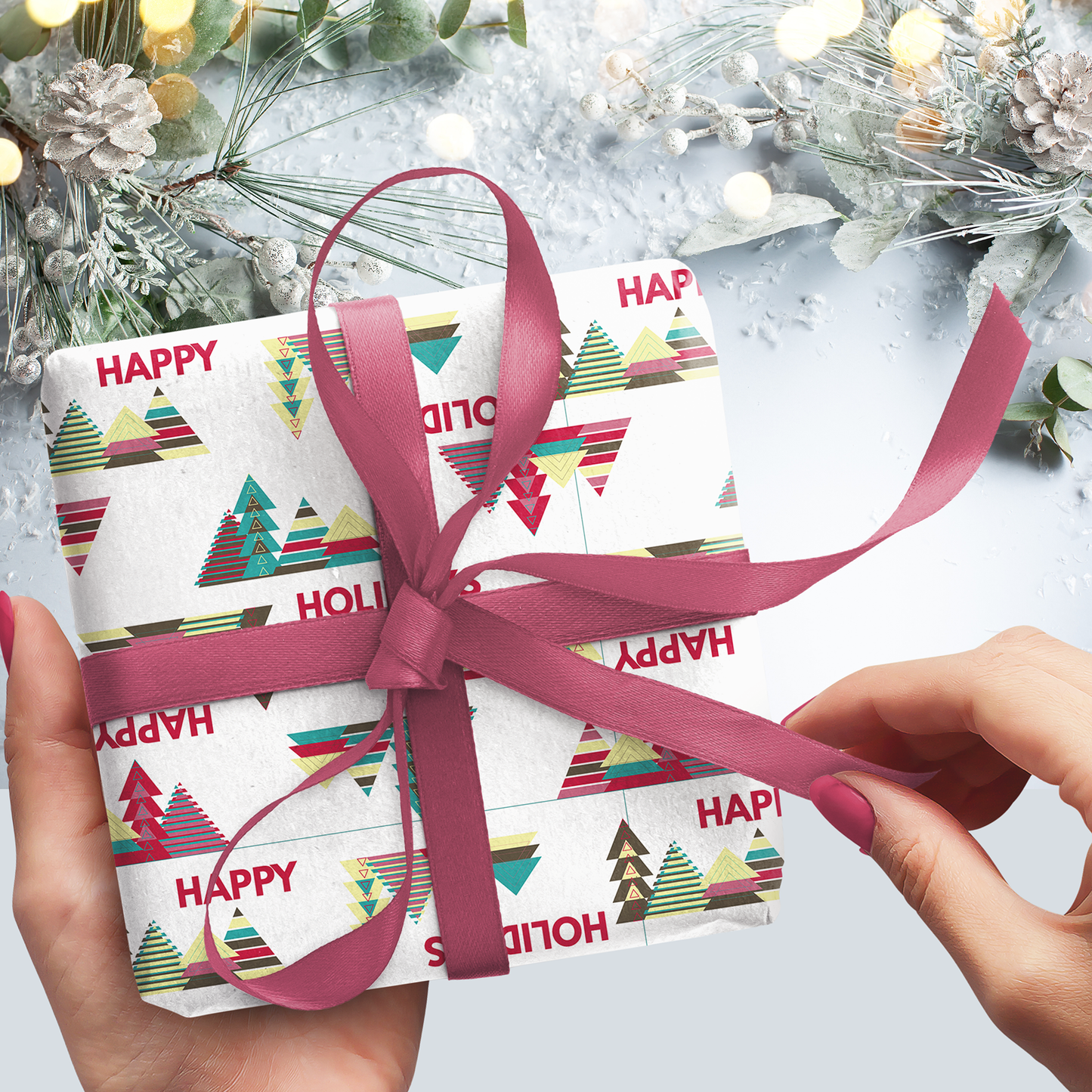 Happy Holiday Trees Gift Wrap Sheets (set of 3)
