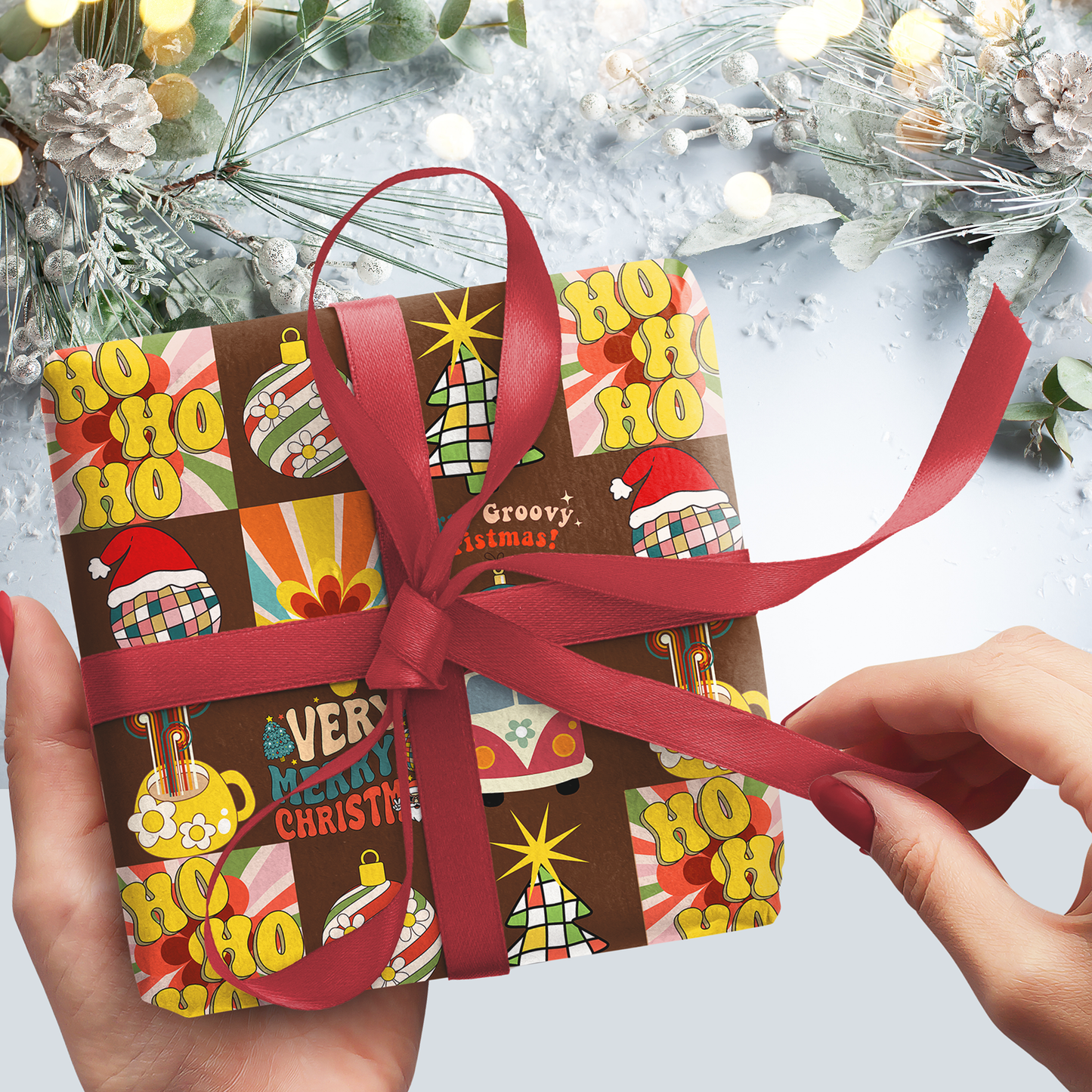 Groovy Christmas Gift Wrap Sheets (set of 3)