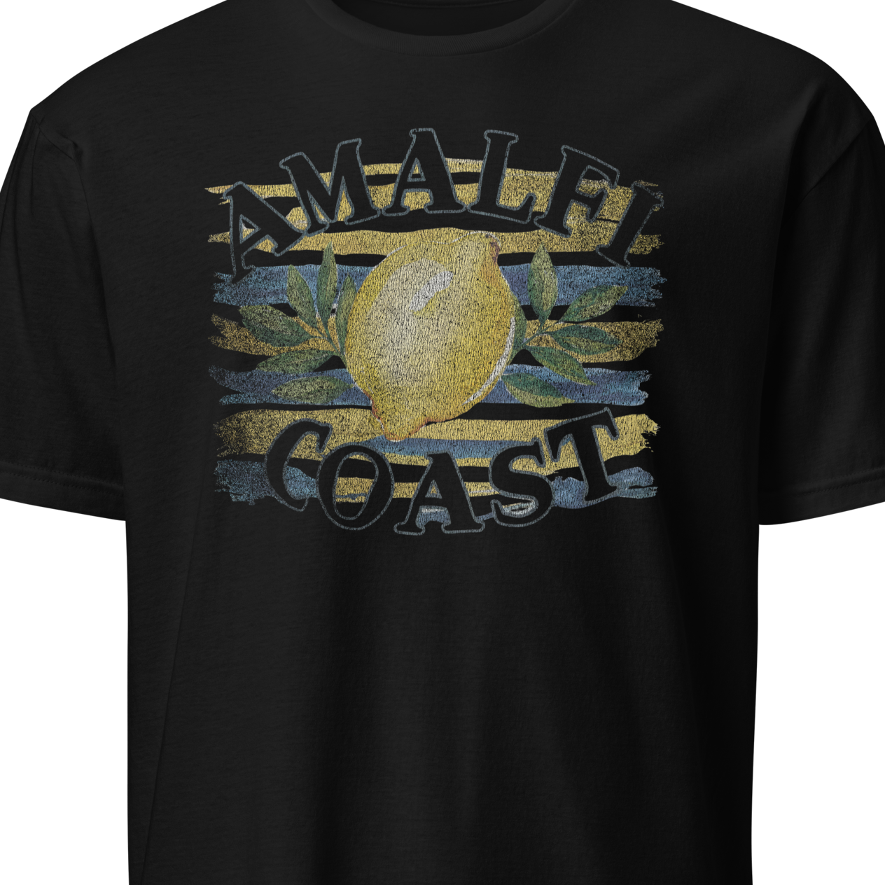 Black t-shirt with 'Male Coast' graphic design
