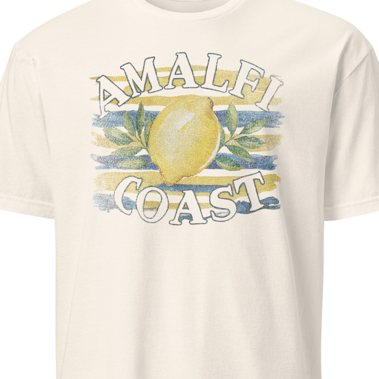 White t-shirt with 'Amalfi Coast' and lemon graphic 