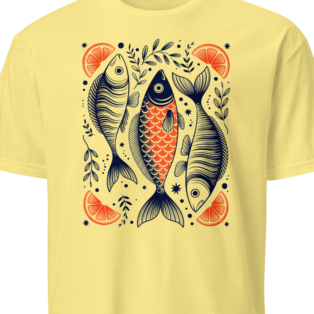 White t-shirt with fish design 