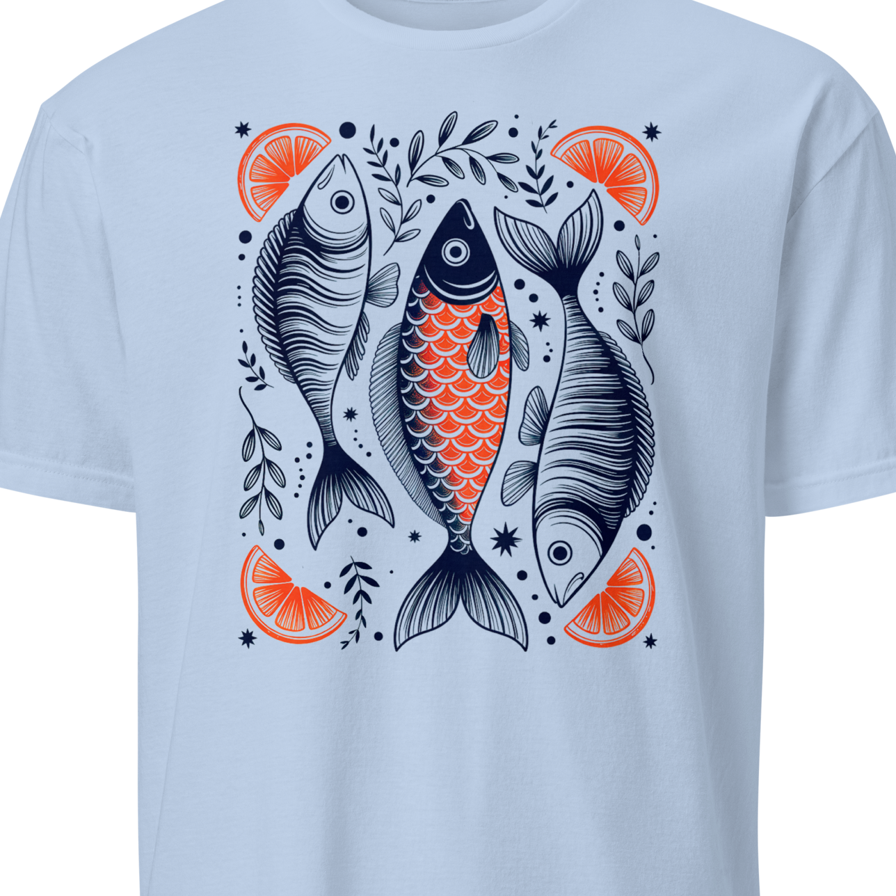 Blue t-shirt with fish design 
