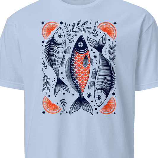 Blue t-shirt with fish design 