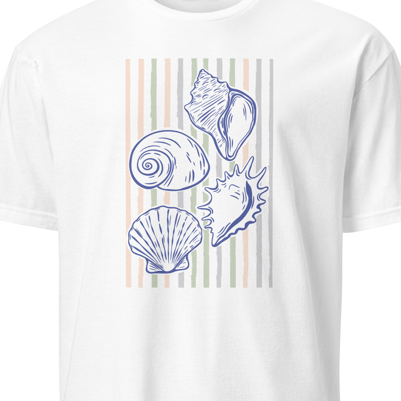 White t-shirt with black graphic and text 