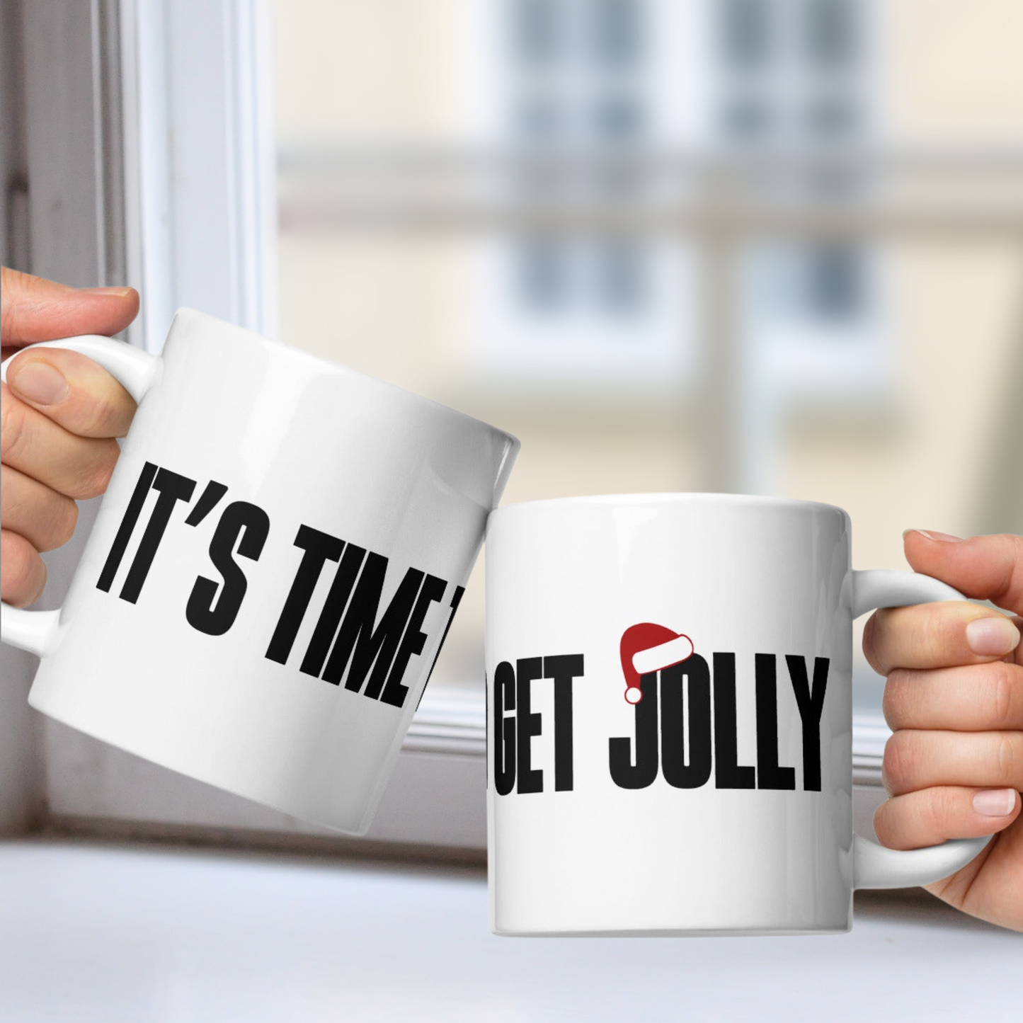 It's Time to Get Jolly White Mug - Santa Hat