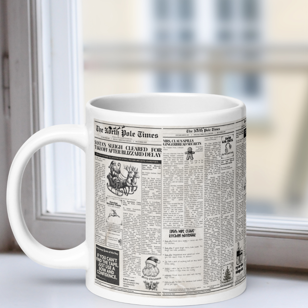 The North Pole Times White Mug