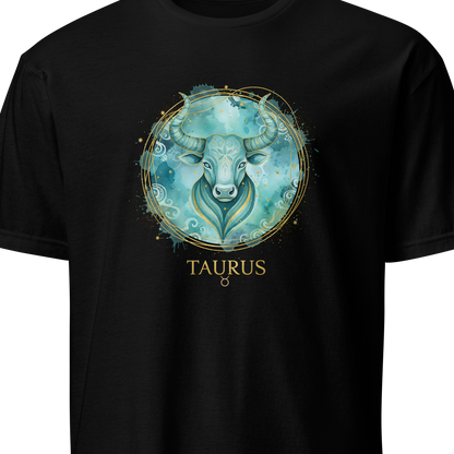 Black t-shirt with Taurus zodiac design 