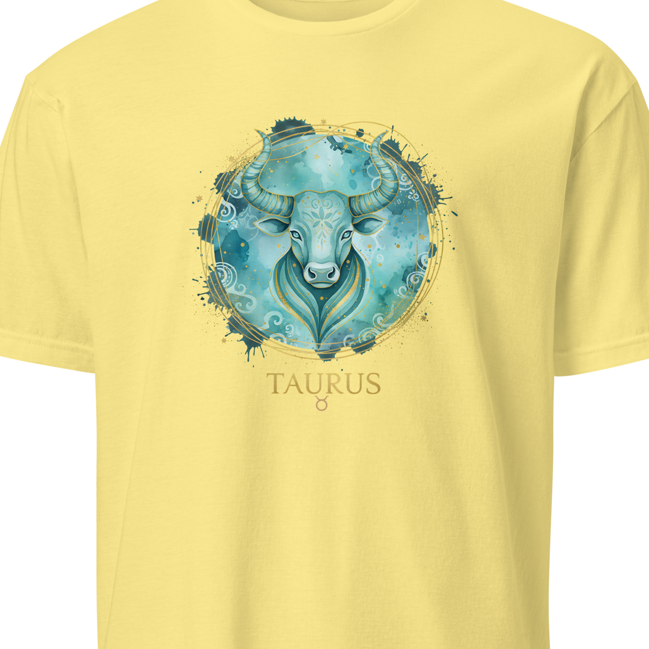 Yellow t-shirt with Taurus zodiac design 