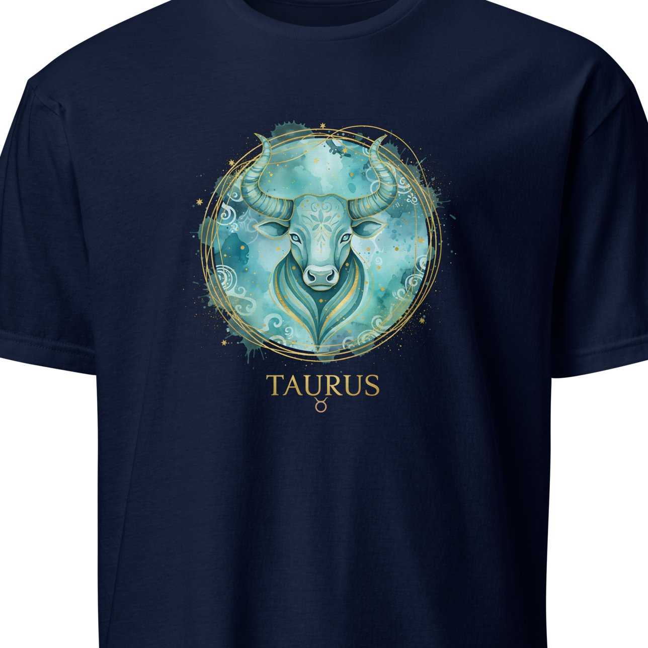 Navy blue t-shirt with Taurus zodiac design