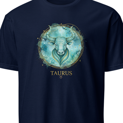 Navy blue t-shirt with Taurus zodiac design