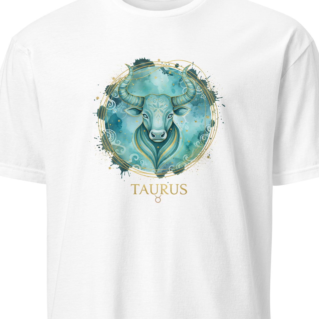 White t-shirt with Taurus zodiac design 