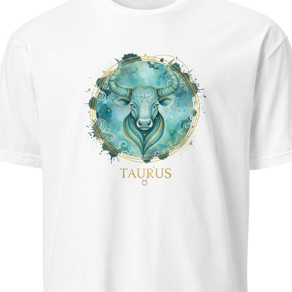 White t-shirt with Taurus zodiac design 