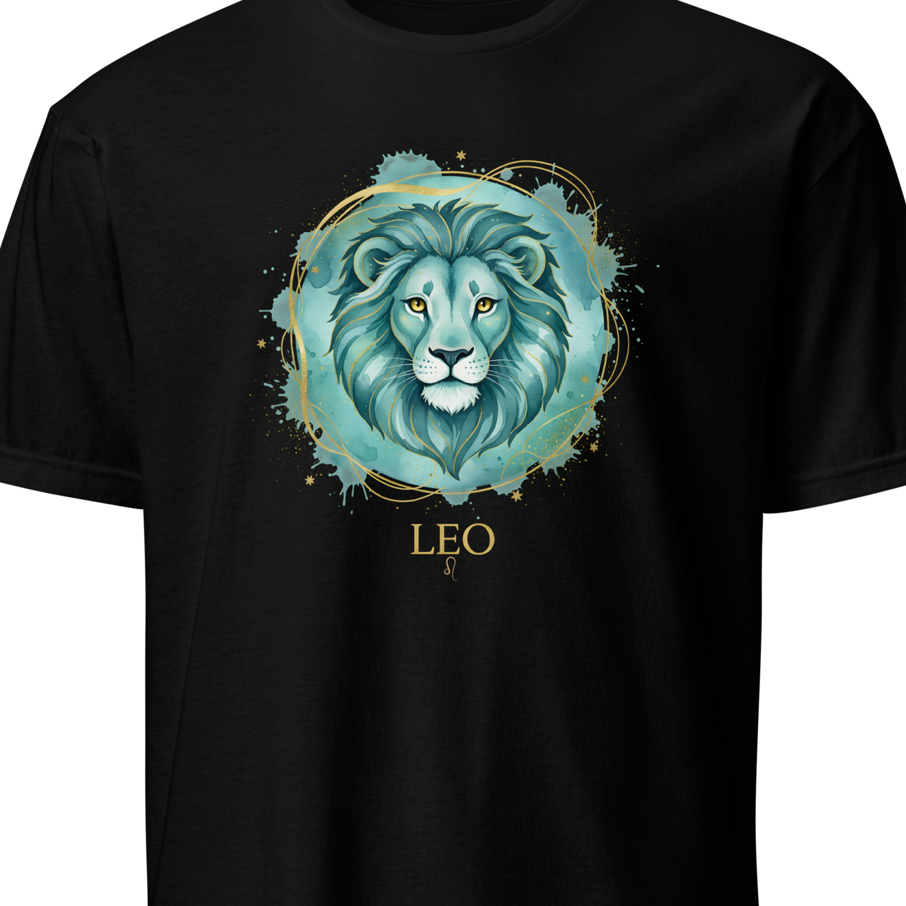 Black t-shirt with a lion graphic and 'LionTone Studios' text on a white background