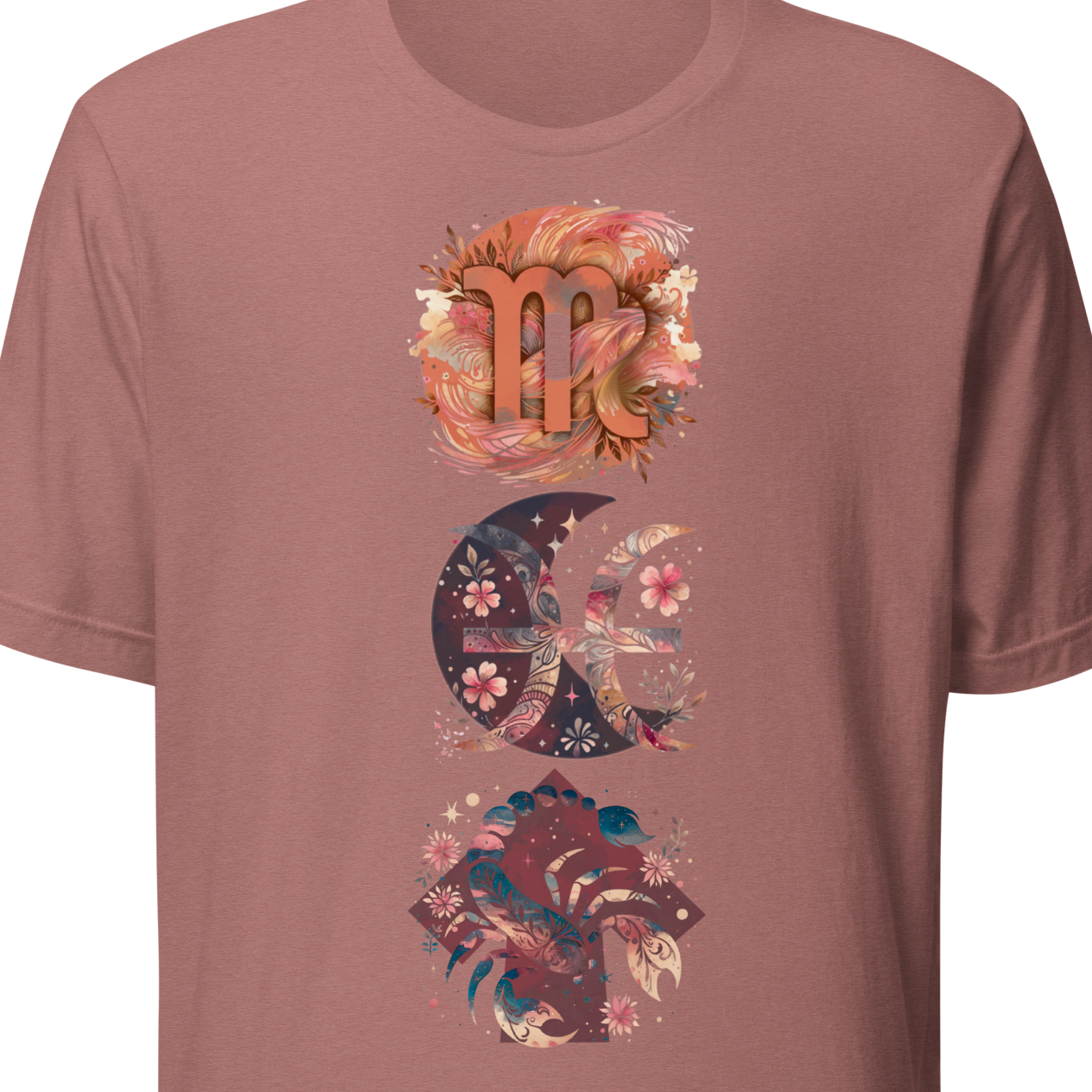 Mauve t-shirt with decorative design 