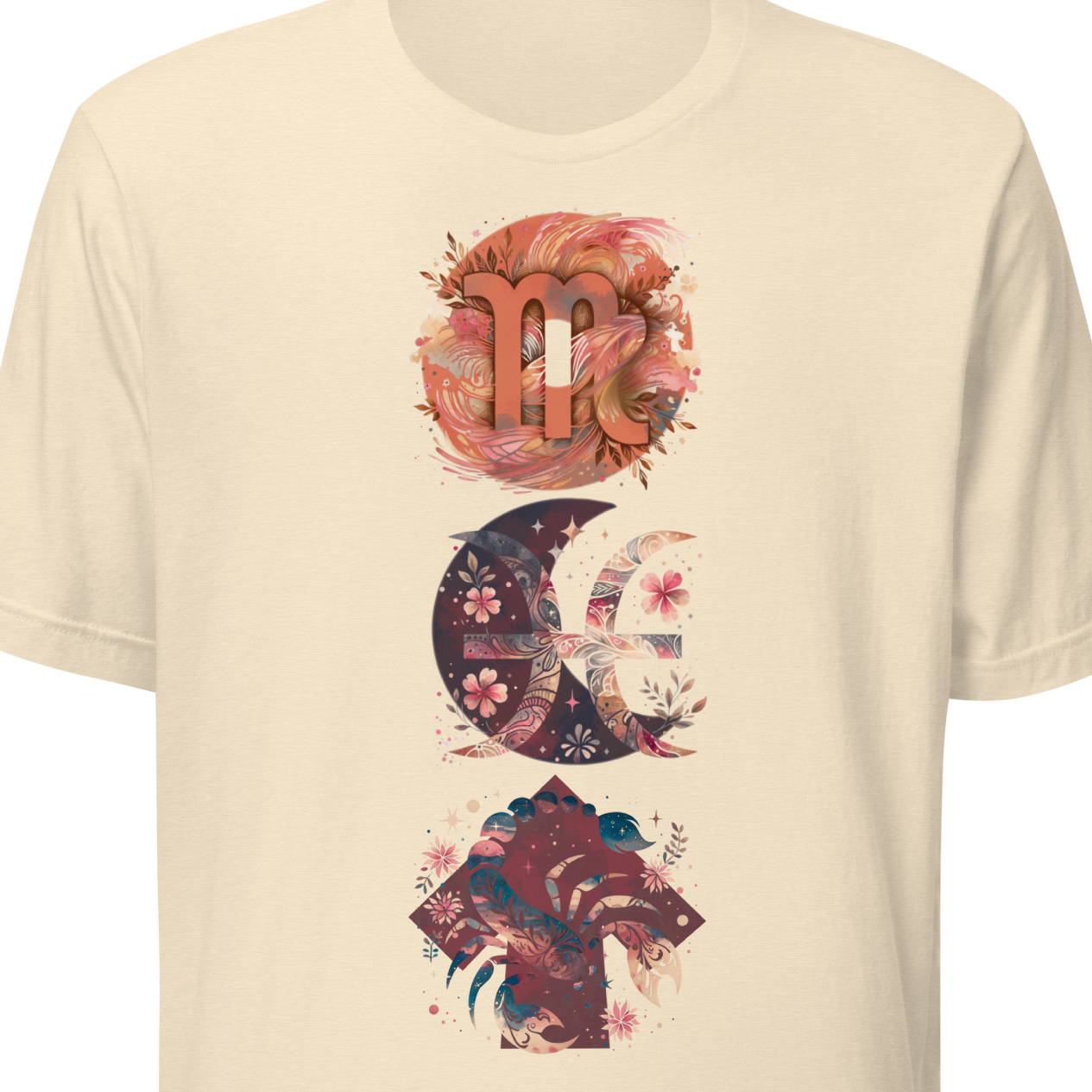 Natural t-shirt with decorative designs 