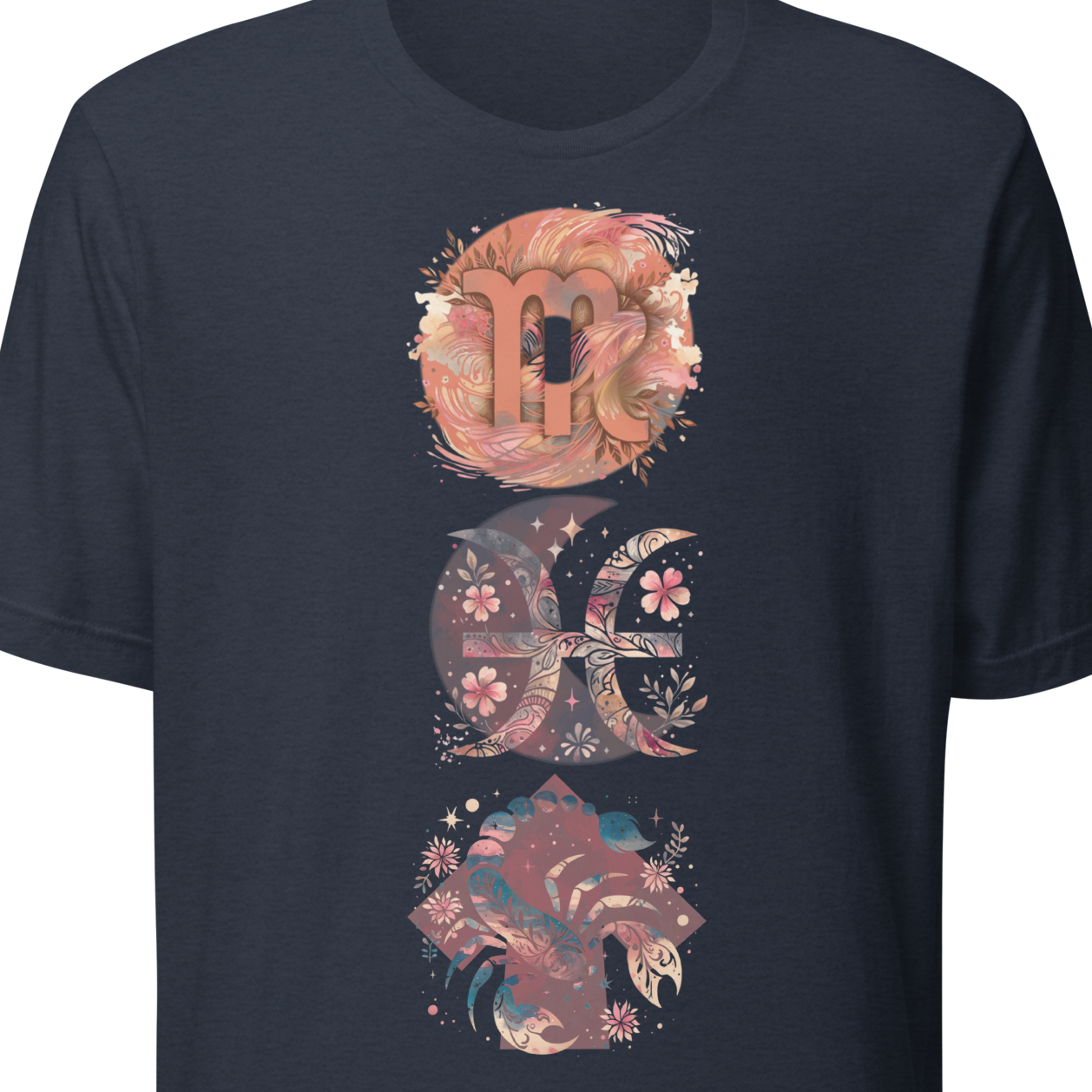 Navy blue t-shirt with decorative design