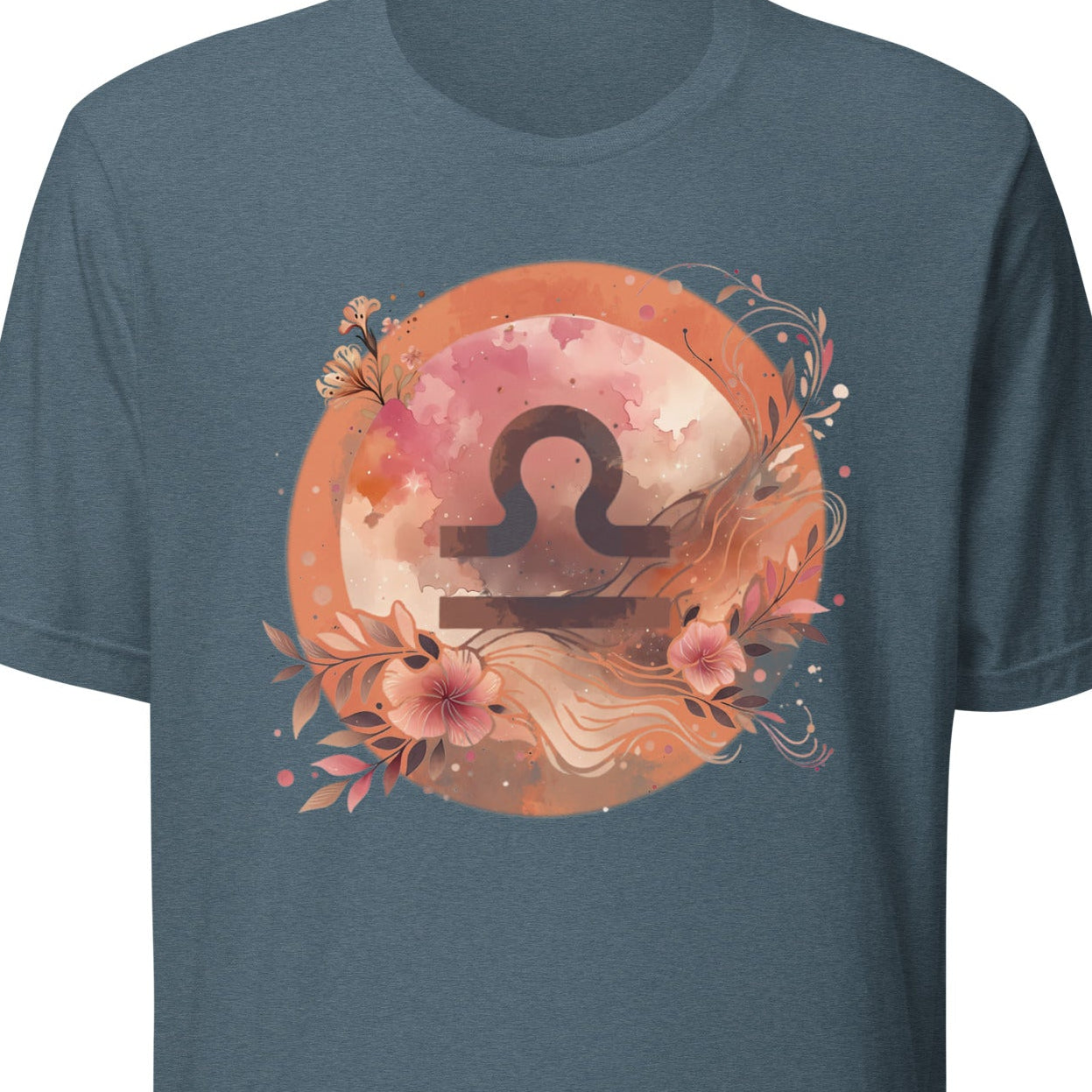 Blue t-shirt with Libra zodiac sign design