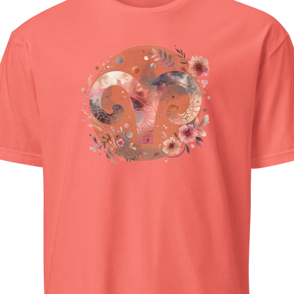 Coral t-shirt with floral and aries design 