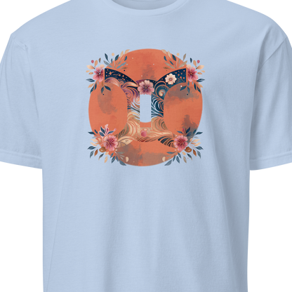 Light blue t-shirt with a floral gemini design