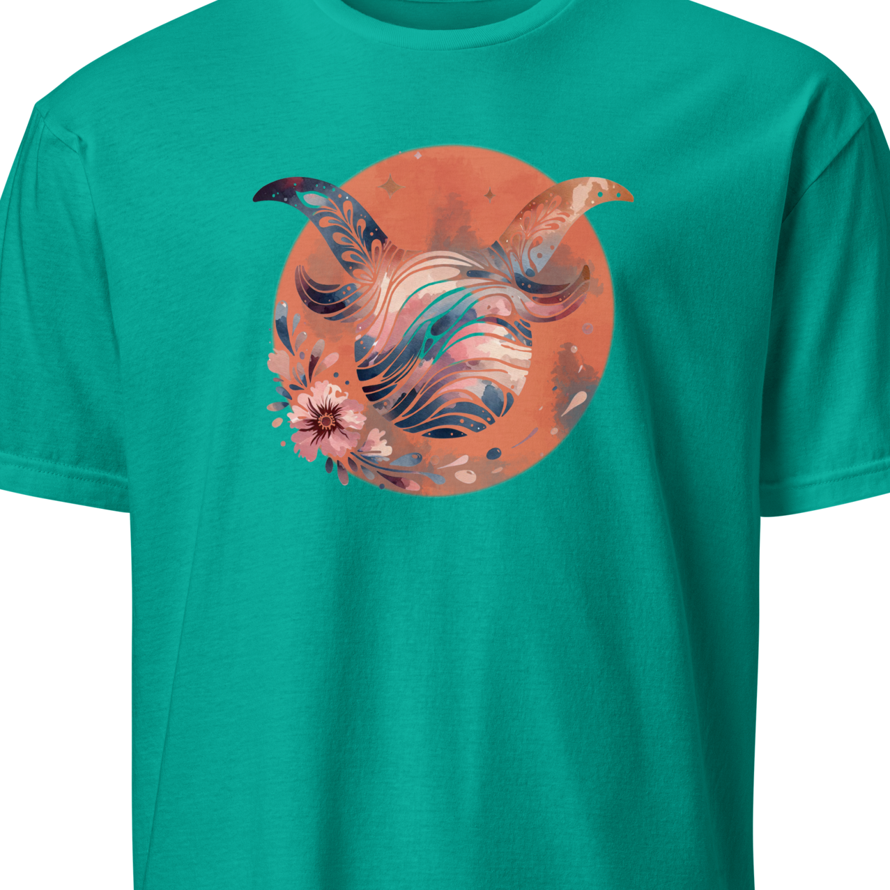 Green t-shirt with a floral design