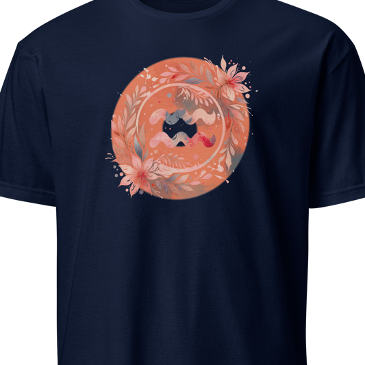 Navy blue t-shirt with white lion graphic and 'Leo' text on a white background