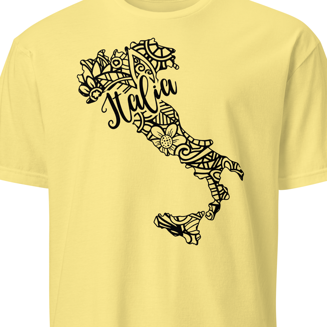 White t-shirt with black 'Italia' design 