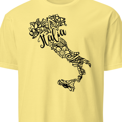 White t-shirt with black 'Italia' design 