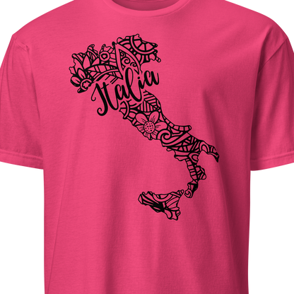 Pink t-shirt with black Italy map design 