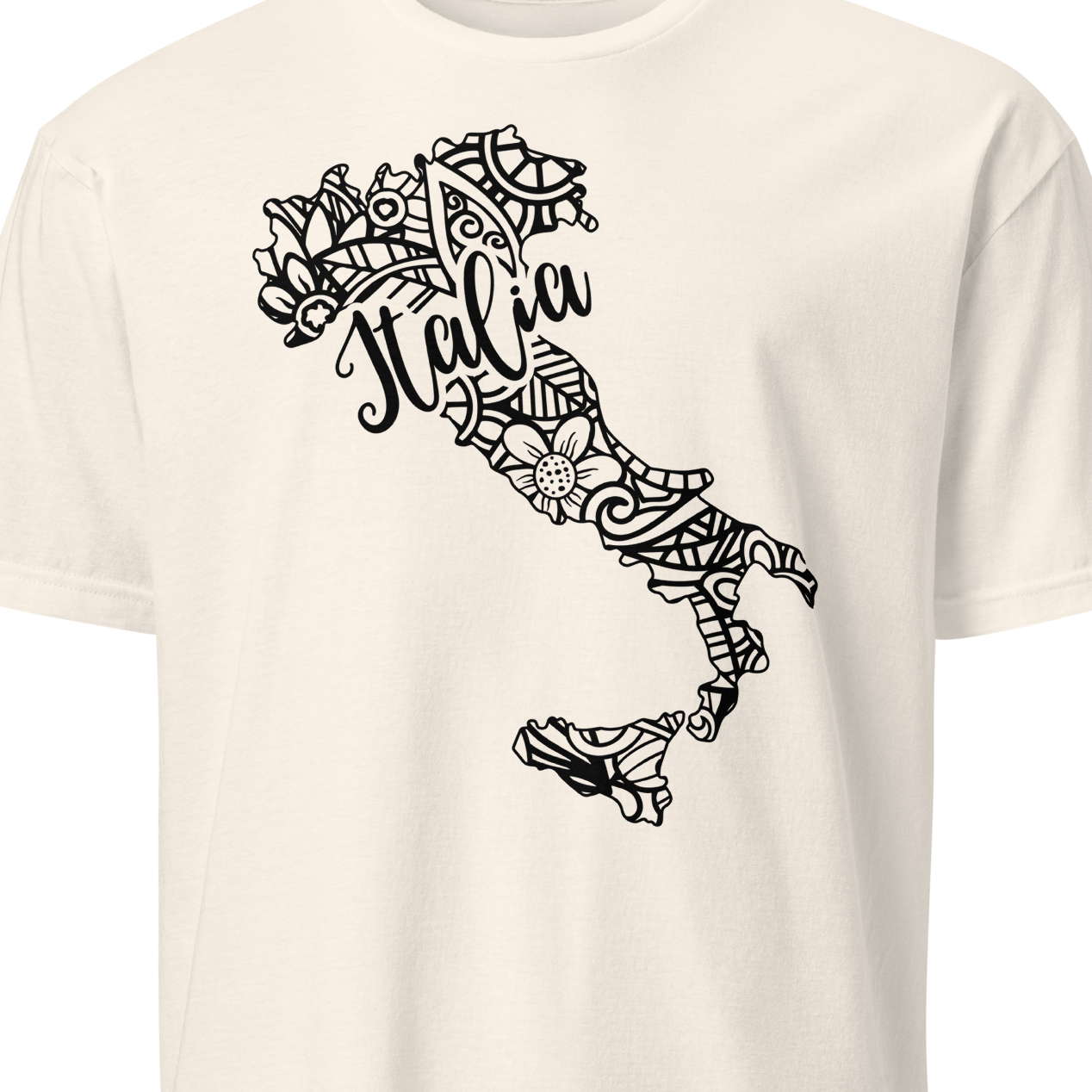 White t-shirt with black 'Italia' design 