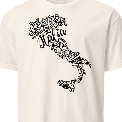 White t-shirt with black 'Italia' design 