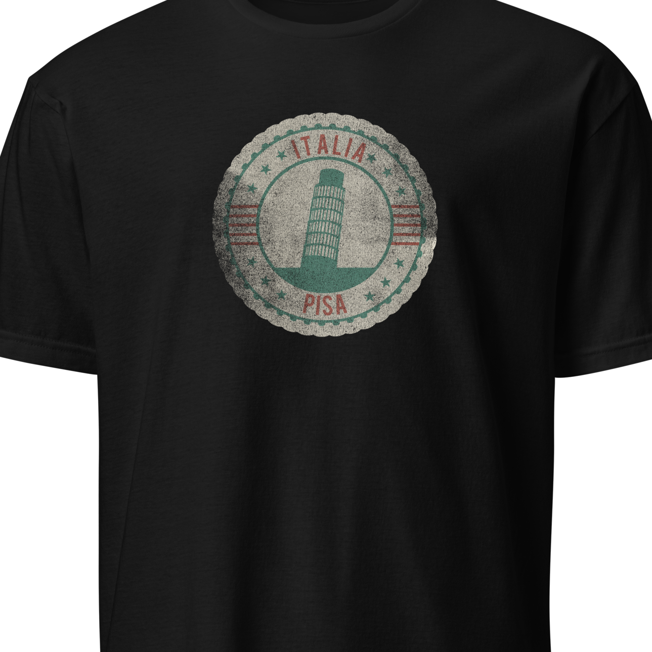 Black t-shirt with Italia Pisa design 