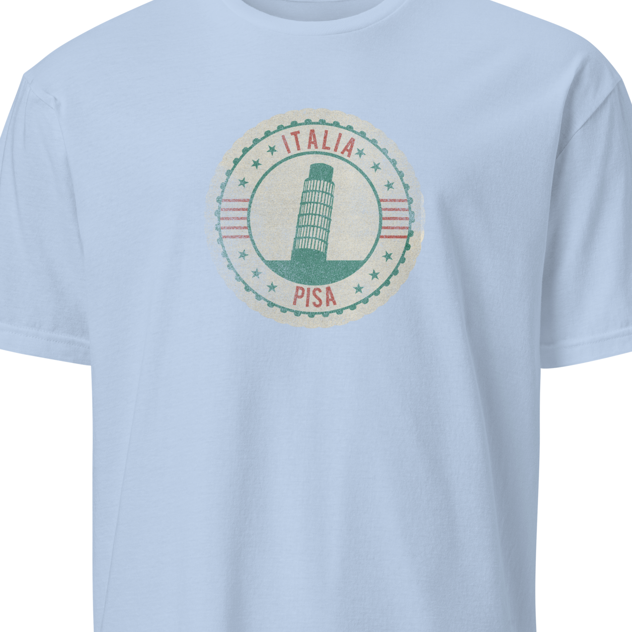 Light blue t-shirt with Pisa tower graphic 