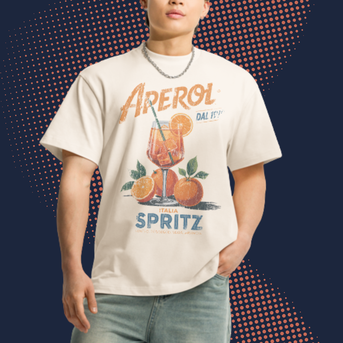 Big Print Boxy Tee - Aperol Spritz