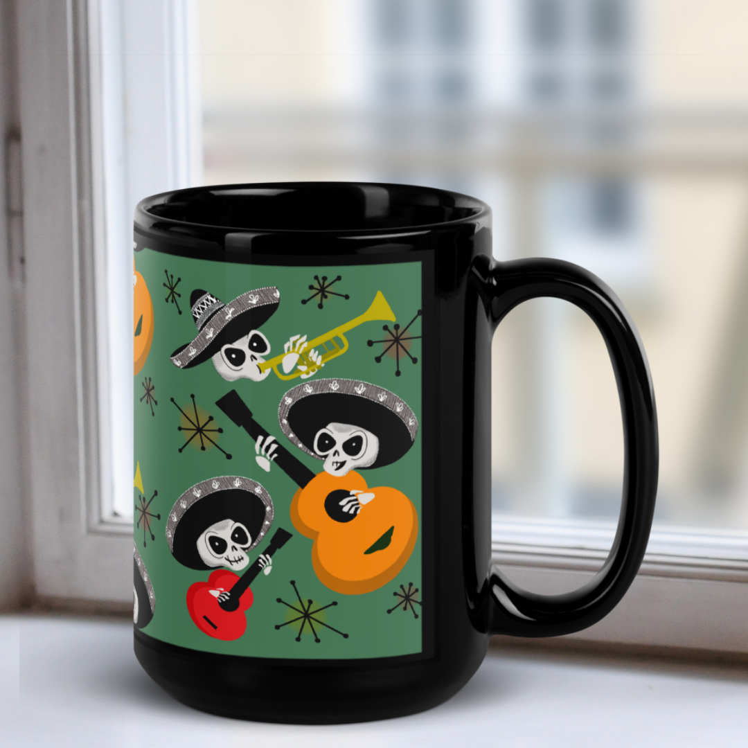 Mid Century Mariachis Black Mug