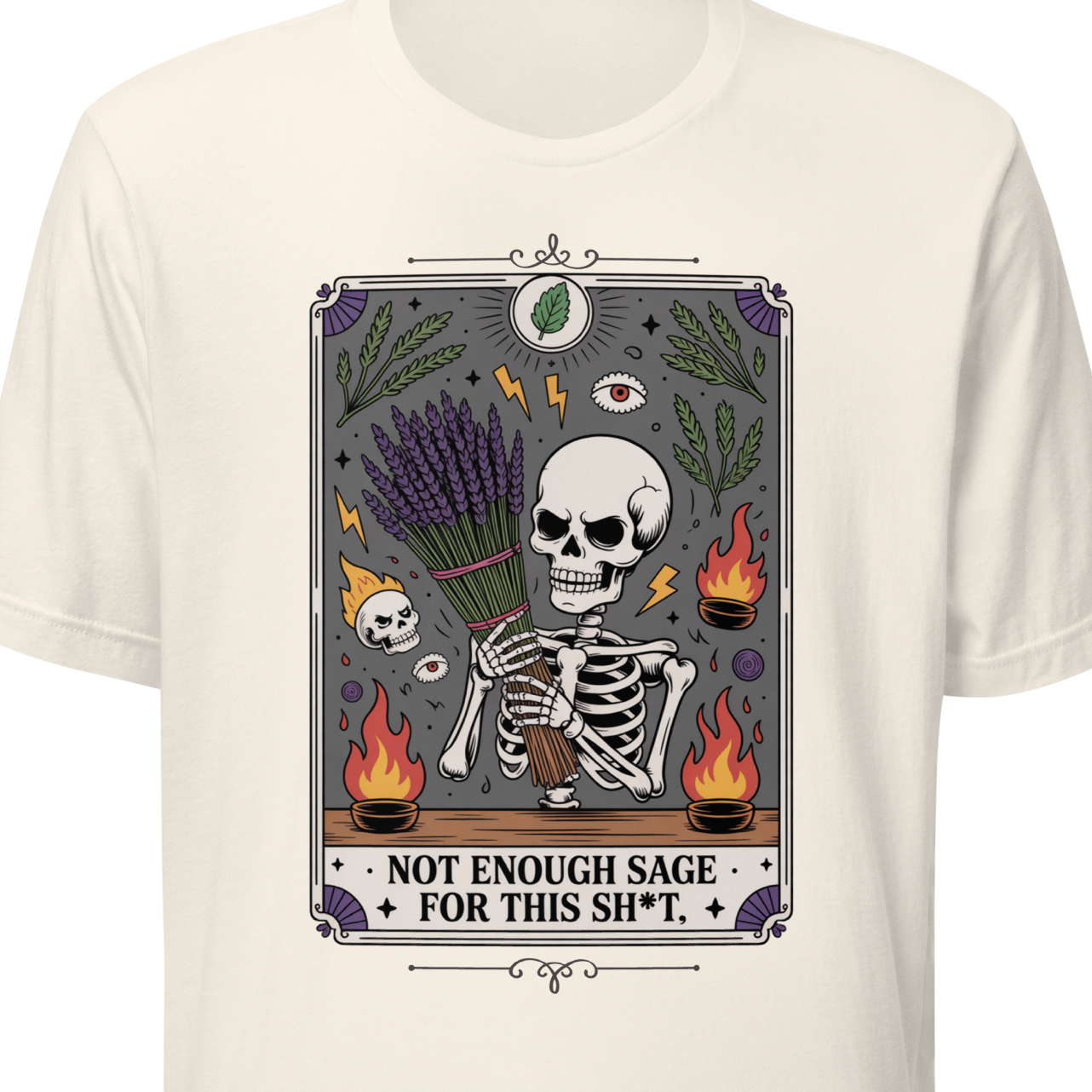 Vintage white t-shirt with a graphic design featuring a skeleton and text 