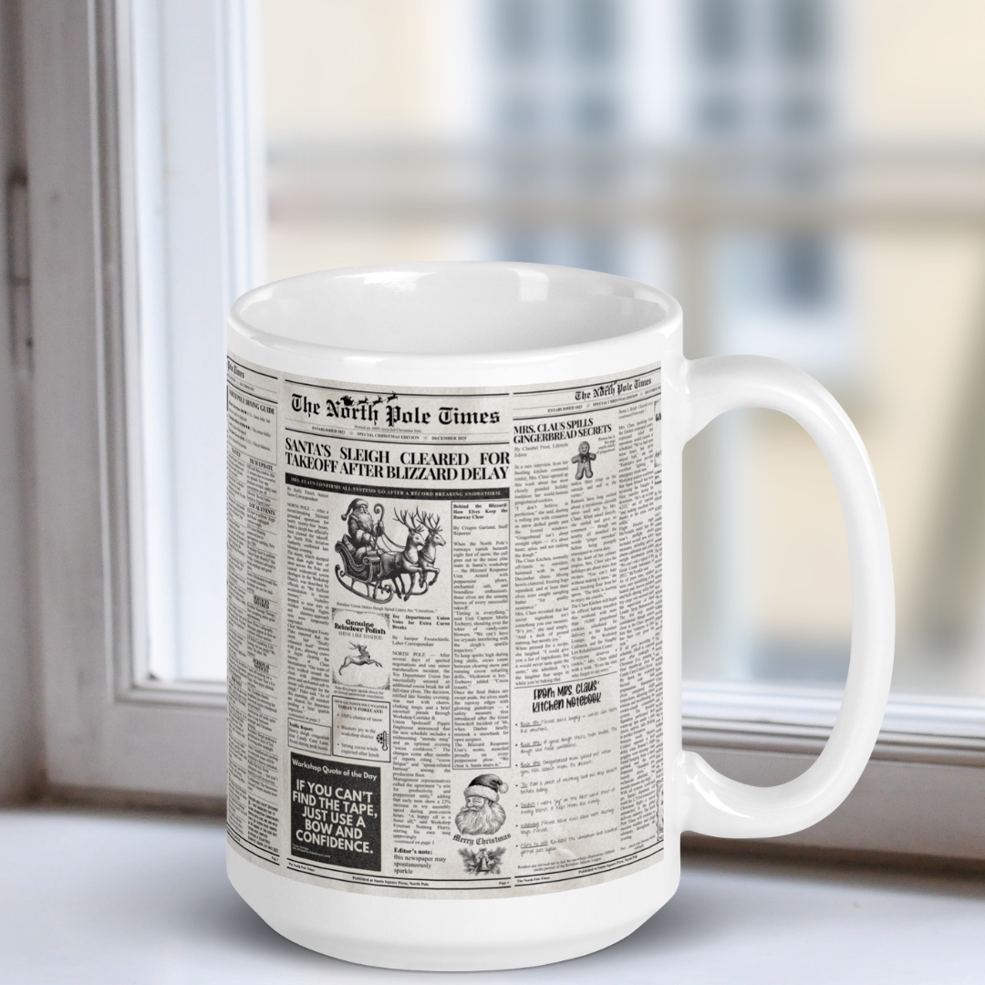 The North Pole Times White Mug