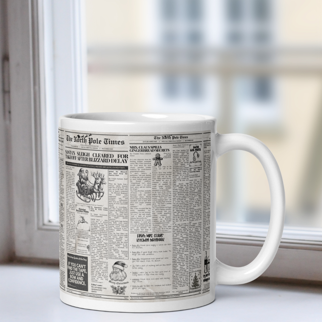 The North Pole Times White Mug