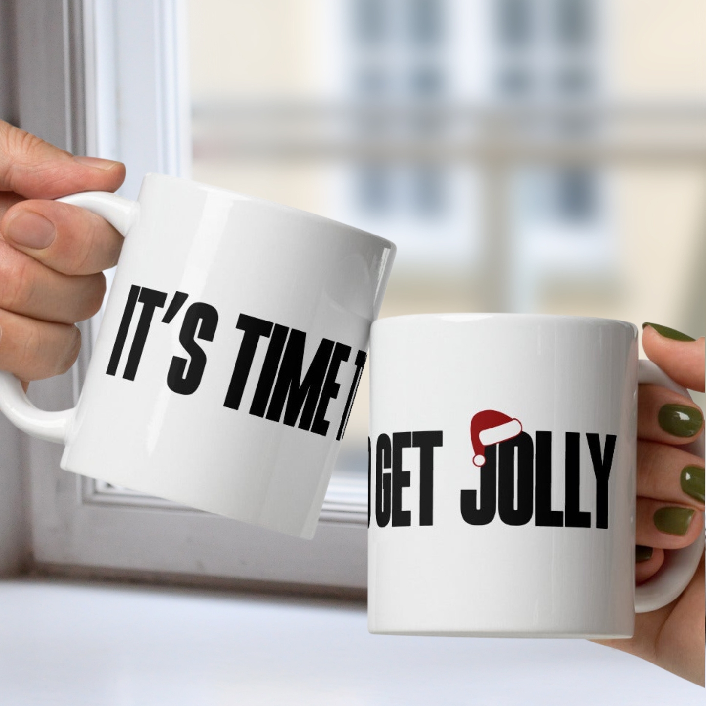 It's Time to Get Jolly White Mug - Santa Hat