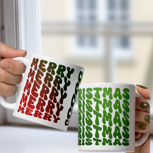 Merry Retro Christmas White Mug