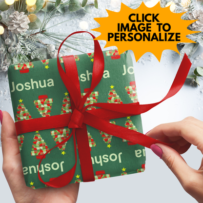 Neo Geo Christmas Treeo Personalized Gift Wrap Sheets (set of 3)