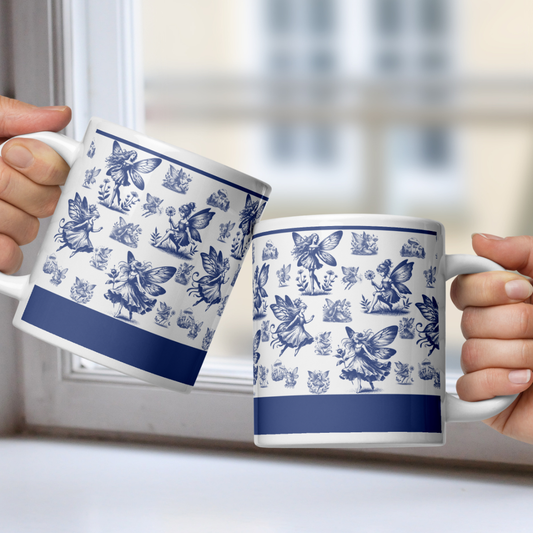 Personalized Les Fees Enchantees White Mug - Blue