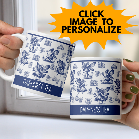 Personalized Les Fees Enchantees White Mug - Blue