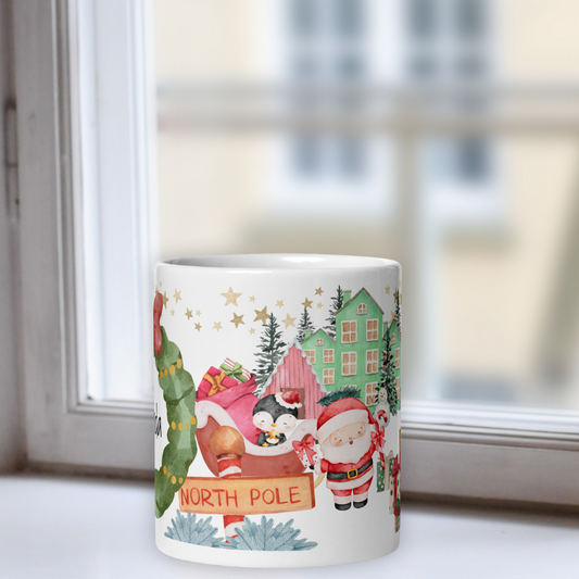Personalized Watercolor North Pole Mug